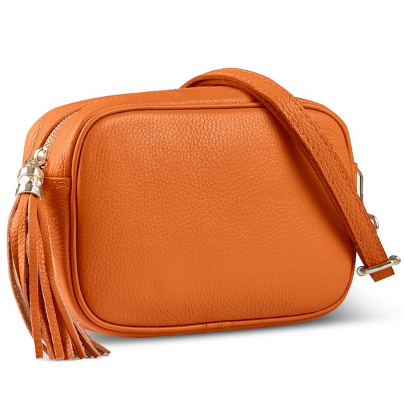 Italian Genuine Leather Crossbody Bag With Zier, Strap & Tassel :3 - Picture 1 of 8